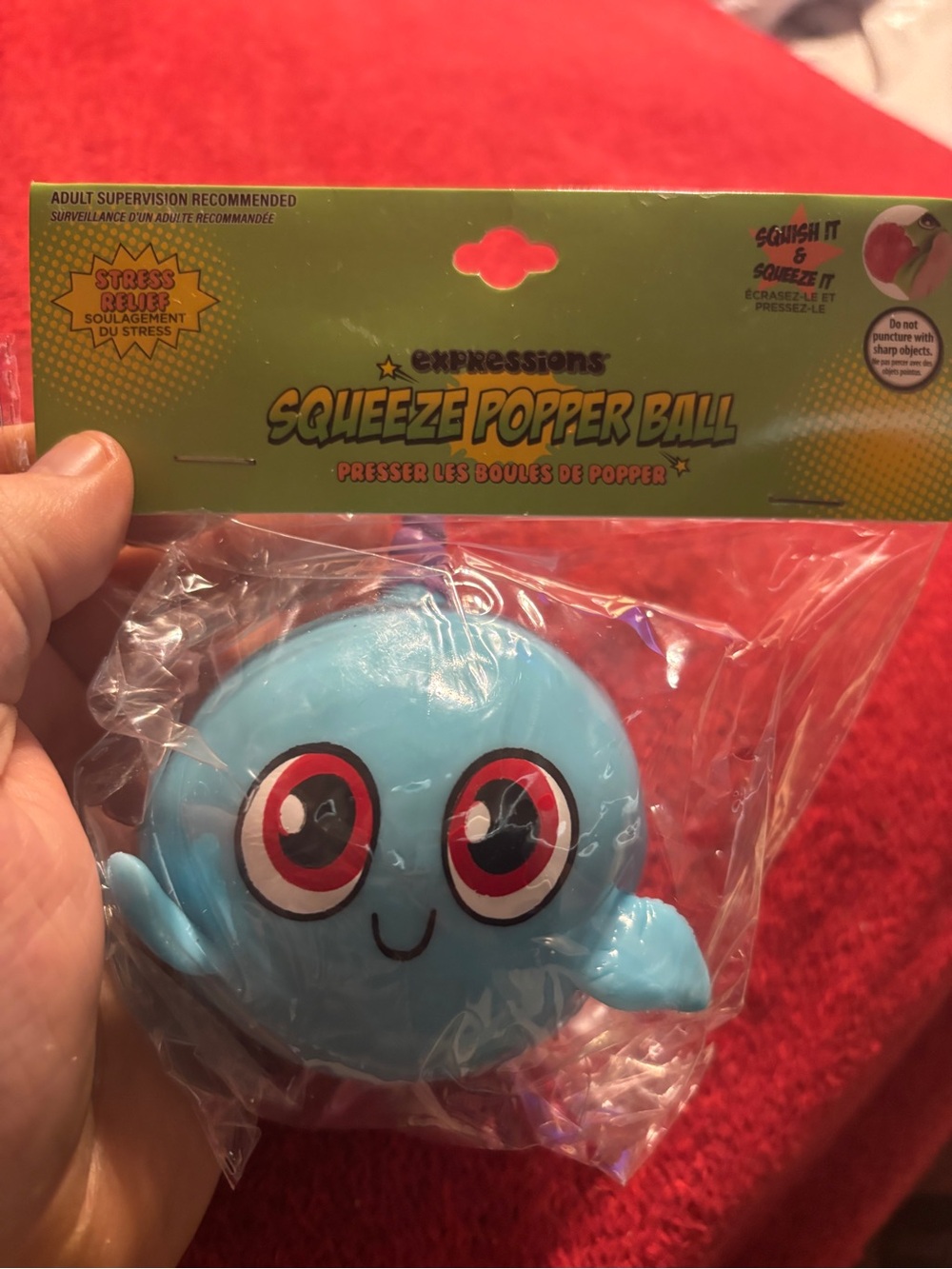 Expressions Blue Whale Squeeze Popper Ball - Cute Stress Relief Toy new